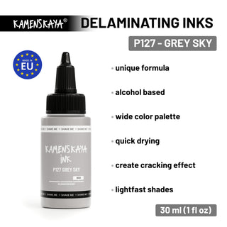 Delaminating Alcohol Ink P-127 'Grey sky'