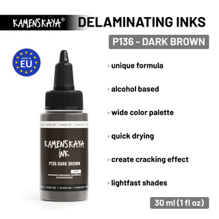 Delaminating Alcohol Ink P-136 'Dark brown'